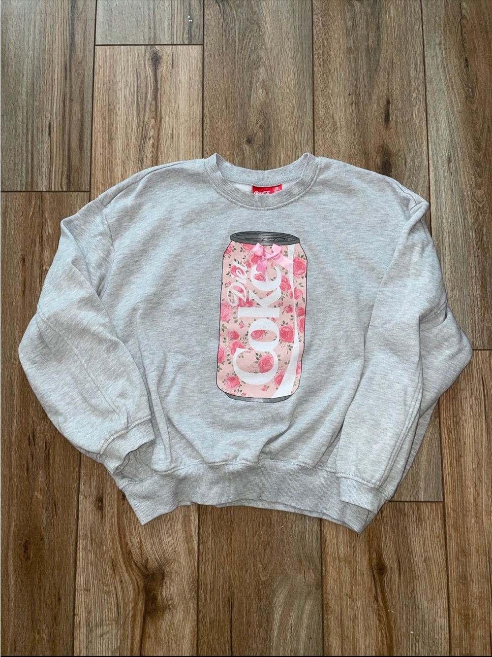 Diet Coke Coca Cola Pink Floral Can Crewneck XS